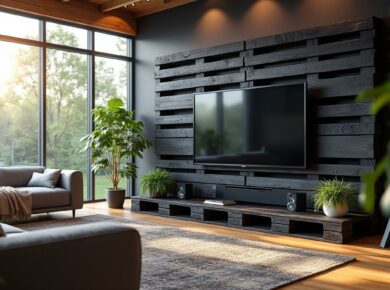 apprenez à concevoir un mur tv élégant avec des palettes noires pour sublimer votre salon moderne. suivez nos conseils étape par étape pour allier style et fonctionnalité dans votre intérieur.