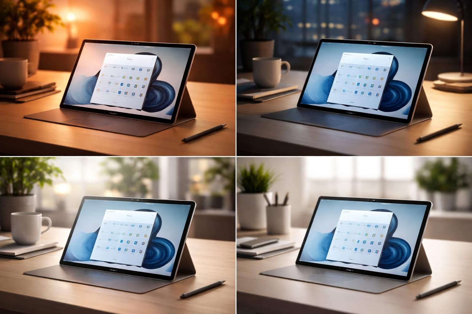 découvrez comment simuler différentes ambiances d'éclairage directement sur une tablette tactile microsoft pour un rendu réaliste et interactif.