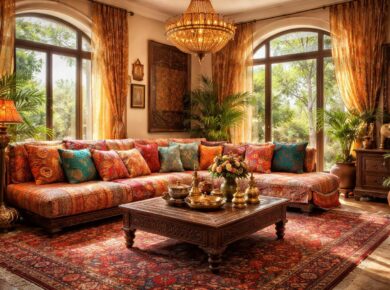 découvrez des idées inspirantes pour une décoration de salon au style indien chic et coloré, alliant élégance, motifs traditionnels et ambiance chaleureuse pour un intérieur unique.