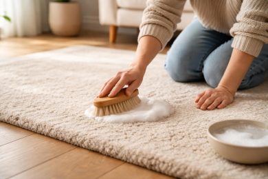 apprenez une méthode douce pour nettoyer votre tapis en laine sans le détremper, afin de préserver sa texture et sa qualité.