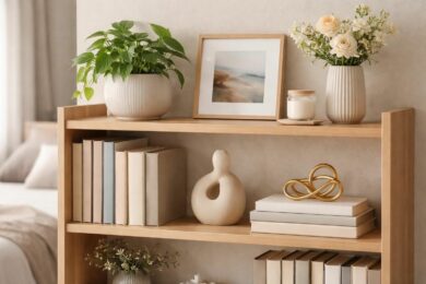 découvrez nos conseils de stylisme déco pour bien choisir et disposer les objets sur une étagère de chambre, afin de créer un espace à la fois esthétique et fonctionnel.