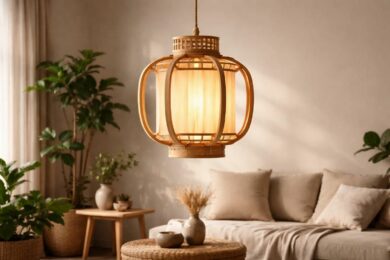 découvrez notre suspension lanterne en bois, le luminaire parfait pour créer une ambiance cosy et zen dans votre intérieur.