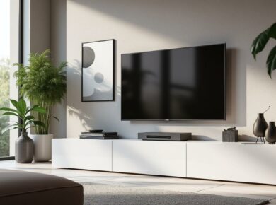 découvrez le kikua, un meuble tv blanc brillant de 130 cm qui transformera votre salon. alliant élégance et fonctionnalité, il offre des rangements astucieux et un design moderne. parfait pour sublimer votre espace de vie tout en gardant vos accessoires organisés.